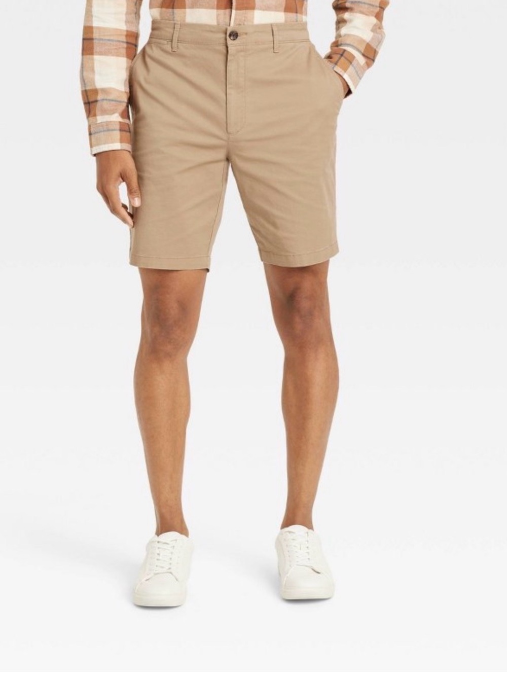 Men's Flat Front Shorts in Tan